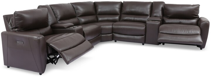 Brown Recliner Sectionals The, Danvors 7 Pc Leather Sectional Sofa With 3 Power Recliners