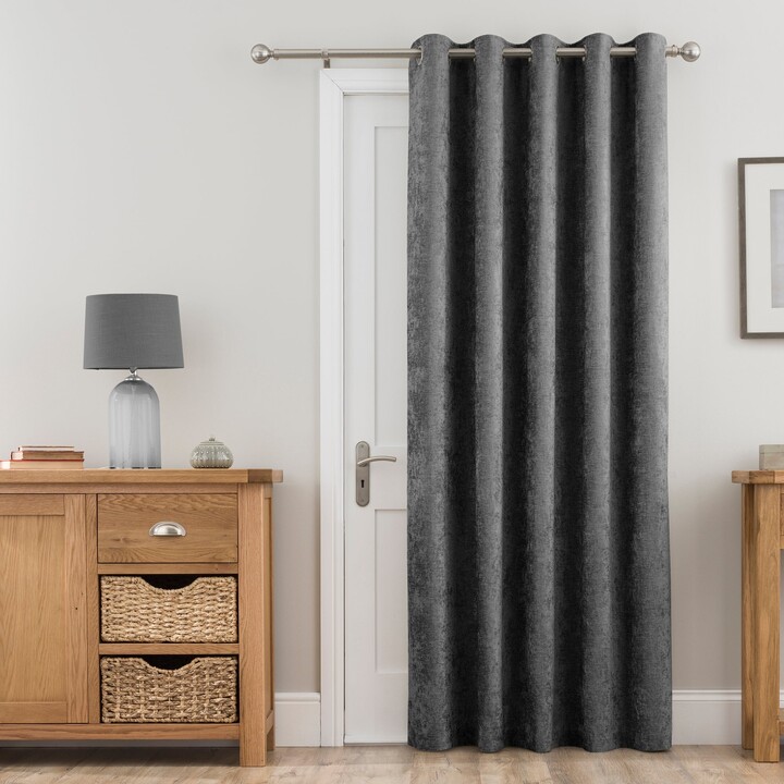 Dunelm Chenille Grey Thermal Eyelet Door Curtain Grey ShopStyle