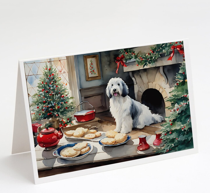 Old English Sheepdog Christmas Cookies Greeting Cards Pack of 8 7 in x 5 in