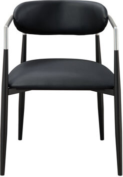 Latitude RunÂ® Contemporary Black Pu Leather Arm Chair (2) - Comfortable Padded Seat & Back Pad, 220lbs Weight Capacity, 19" Width Depth, Height, 28" Armrest 12" No