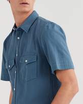 Thumbnail for your product : 7 For All Mankind Short Sleeve Military Shirt in Cadet Blue
