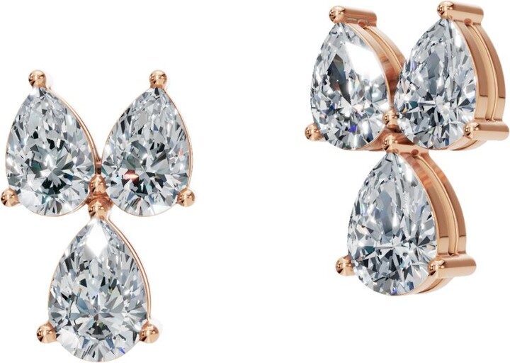 Aya Fine Jewelry Fourteen Kt Comfort-Fit Lab Grown Diamond Pear Drop Stud Earrings - Rose Gold
