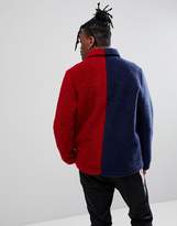 Thumbnail for your product : Reclaimed Vintage Inspired Spliced Borg Jacket In Red And Navy