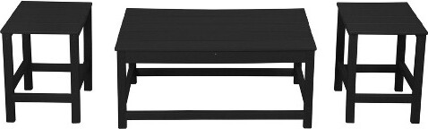 WestinTrends3pcOutdoorPatioAdirondackCoffeetTableandSideTablessetBlack