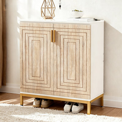 Hokku Designs 31.5” Wooden Shoe Cabinet with Doors 5 Tiers Shoe Storage Organizer