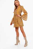 Thumbnail for your product : boohoo Crochet Trim Tassle Tie Smock Dress