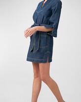 Thumbnail for your product : Trina Turk Otis Belted 3/4-Sleeve Denim Mini Dress