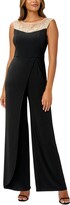 Adrianna Papell Women's Jersey Jumpsuit - Tuxedo Inspired Wide Leg Design