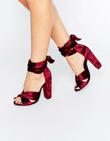 Thumbnail for your product : Missguided Velvet Tie Block Heeled Sandals
