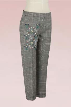 Thom Browne Embroidered Woolen Cropped Pants