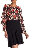 Thumbnail for your product : Badgley Mischka Pleated Floral Blouse