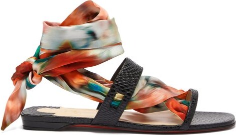 Christian Louboutin Foulard Cheville Scarf & Leather Sandals - ShopStyle