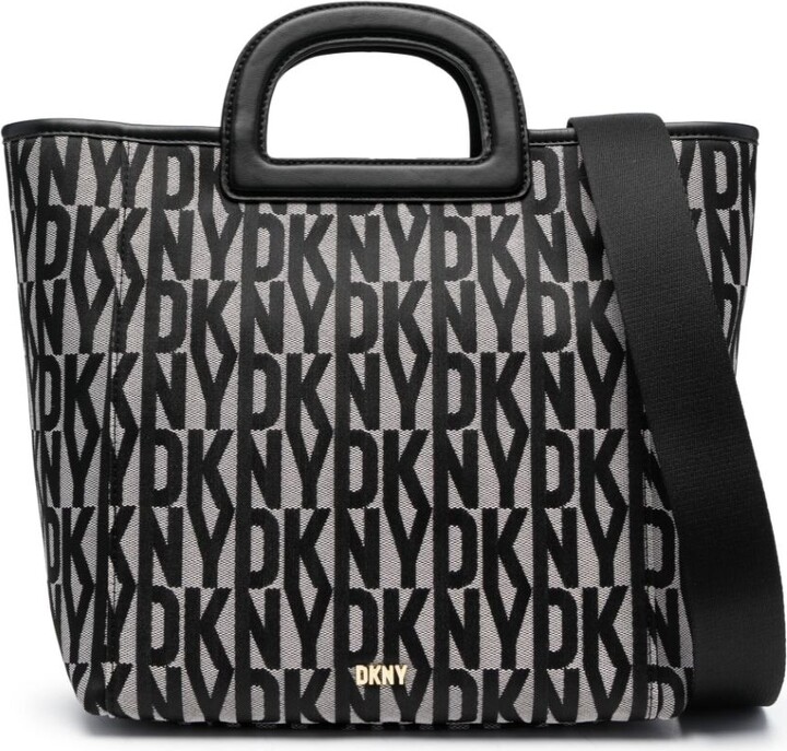 DKNY Monogram-Jacquard Leather Tote Bag - ShopStyle