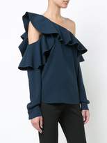 Thumbnail for your product : Oscar de la Renta one-shoulder ruffled blouse