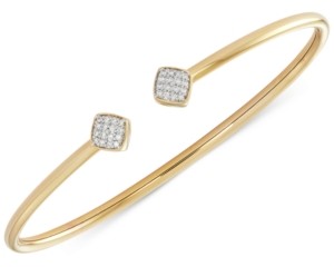 Wrapped Diamond Square Flexy Bangle Bracelet (1/6 ct. t.w.) in 14k Gold-Plated Sterling Silver, Created for Macy's
