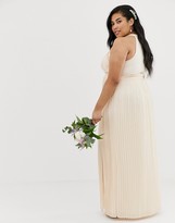 Thumbnail for your product : TFNC Plus bridesmaid exclusive pleated maxi dress in pearl pink
