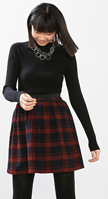 Esprit Flannel skirt + elastic waist, cotton blend