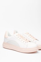 Thumbnail for your product : Nasty Gal Womens Run This Town Faux Leather Two-Tone Trainers - Beige - 3