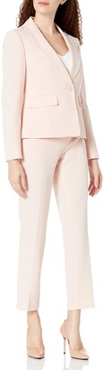 Le Suit Women's 1 Button Notch Collar Stretch Crepe Slim Pant Suit 
