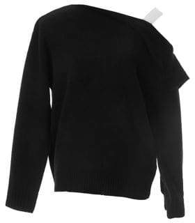 Mo&Co. Cold-Shoulder Merino Wool Sweater