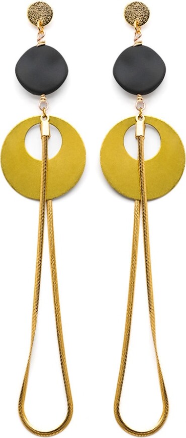 Rejected Hearts Club Gold / Black Coco Alter Ego Dangle Snake Chain Earrings