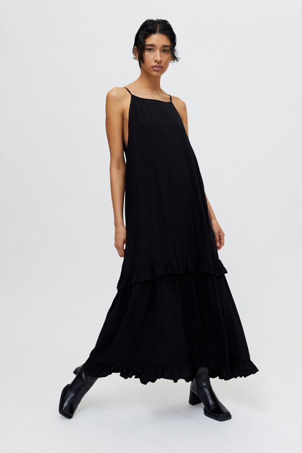 ruffle layer maxi dress