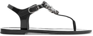 Dolce & Gabbana Crystal-embellished Rubber And Patent-leather Sandals