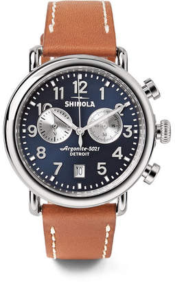 Shinola The Runwell Chronograph 41mm Stainless Steel and Leather Watch - Men - Midnight blue