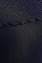 Thumbnail for your product : Sandro Velvet-trimmed Shirred Crepe Mini Dress