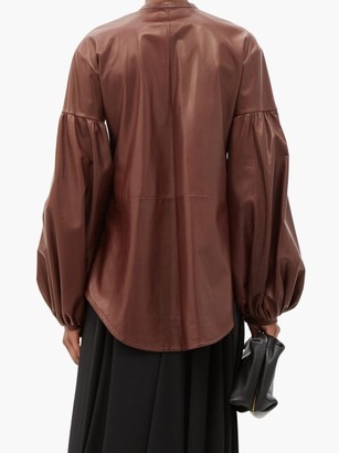 Jil Sander Balloon-sleeve Leather Shirt - Brown