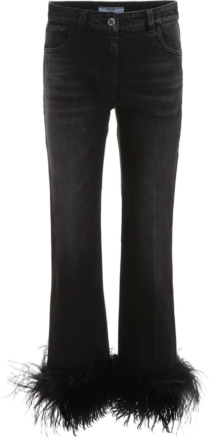 Prada Jeans With Ostrich Feathers - ShopStyle
