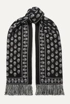 Thumbnail for your product : Alexander McQueen Fringed Wool And Silk-blend Jacquard Scarf