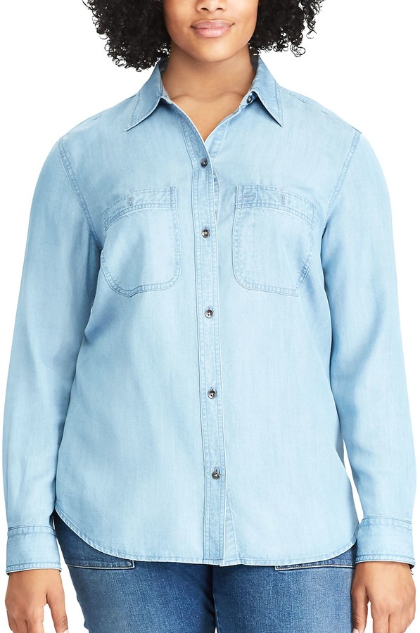 Chaps Plus Size Chambray Button-Down Shirt - ShopStyle