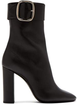 Saint Laurent Joplin Leather Buckle Ankle Boots - Womens - Black