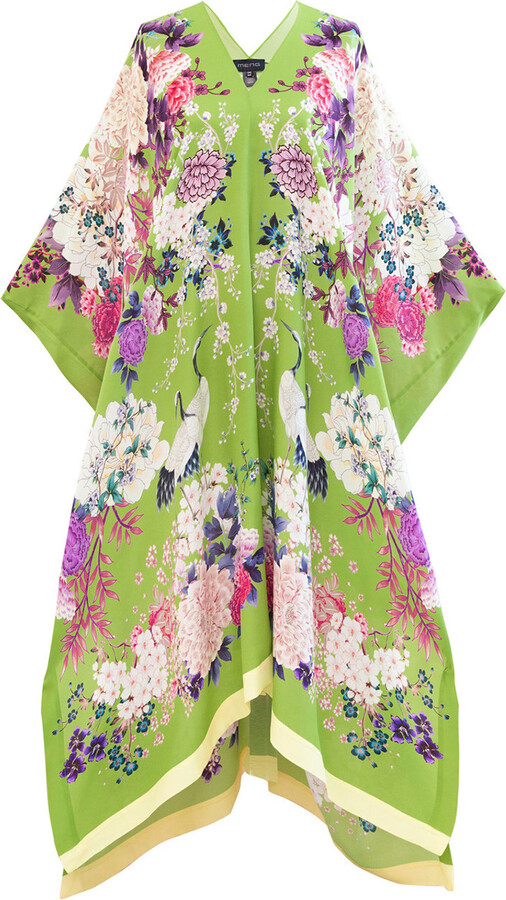 Apple Green Silk Georgette Kaftan