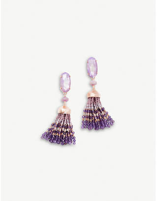 Kendra Scott Dove 14ct gold-plated lilac Mother of Pearl tassel earrings