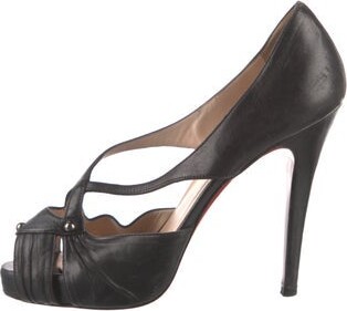 Christian Louboutin Leather Cutout Accent Pumps