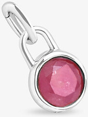 Astrid & Miyu Womens Rhodiumplatedsilver October Birthstone Rhodium-Plated Sterling-Silver and Tourmaline Charm 1 Size
