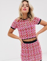 Thumbnail for your product : ASOS DESIGN co-ord tweed check knitted t-shirt