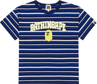 Bape Kids Striped logo cotton T-shirt