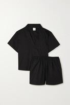Thumbnail for your product : Deiji Studios The Double Tie Organic Cotton-poplin Wrap Top And Shorts Set - Black - x small