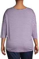 Thumbnail for your product : Dex Plus Short Sleeve Front-Tie Stripe Tee
