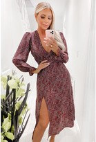 Thumbnail for your product : AX Paris Long Sleeve Midi Dress - Red