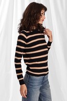 Thumbnail for your product : Minnie Rose Cttn Cash Textured Stripe Crew Sweaters - Black