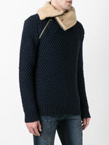 Thumbnail for your product : Pierre Balmain shearling collar knit jacket
