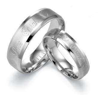 Gemini Custom His or Her Comfort-Fit Beveled Edge Plain Wedding Band Ttianium Rings width 5mm Size 5 Valentine's Day Gift