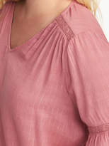 Thumbnail for your product : Old Navy Metallic-Stripe Plus-Size Lace-Trim Blouse