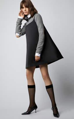 Prada Button-Detailed Silk-Satin Mini Dress
