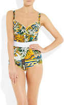 Thumbnail for your product : Dolce & Gabbana Floral-print stretch silk-blend bodysuit