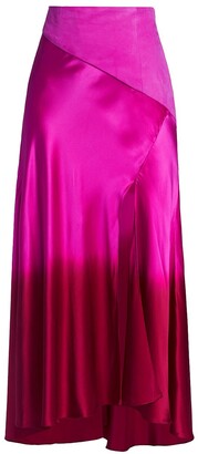 Alejandra Alonso Rojas Gradient Leather & Silk Skirt